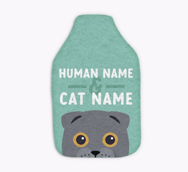 Human & Cat Names: Personalised {breedCommonName} Hot Water Bottle